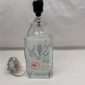 Cactus With Floral Glass Lamp